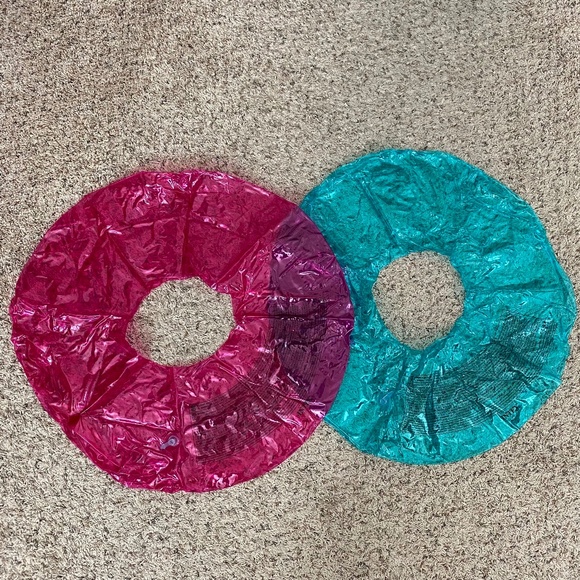 Set of 2 Inflatable Swim Rings Pink and Teal Pool Floats for Kids - Picture 1 of 3